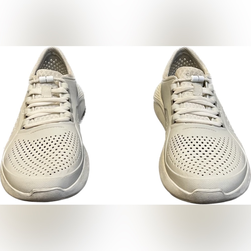 Crocs Women's Literide Pacer Lace-up Sneakers Size 9 Waterproof Almost White